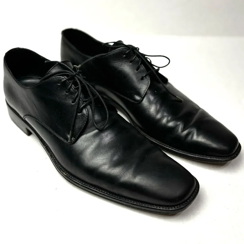 Ermenegildo Zegna Leather Oxford Shoes Black Men's‎ US 9 Fatte A Mano Italy EUC
